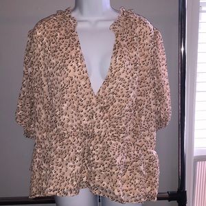 NWT Express Ruffle Blouse Pink Cheetah